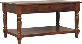 Artisan Furniture Stolik kawowy z 2 szufladami i toczonymi nogami z drewna kasztanowego