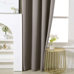 Szaro-brązowa zasłona OXFORD 140x250 cm Zawieszanie: Taśma z wiązaniami