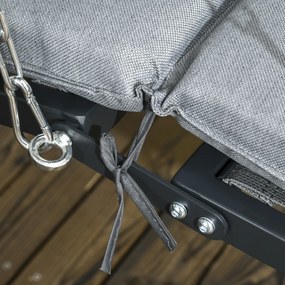 Outsunny Leżanka wisząca ogrodowa z regulowanym dachem poduszka na siedzisko i głowę stalowa rama szara | Aosom PL