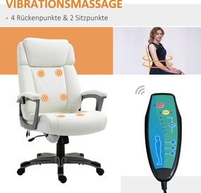Vinsetto Krzesło Fotel z masażerem fotel krzesło obrotowe z 6-punktowym masażem Maksymalne obciążenie 136kg kolor biały | Aosom PL