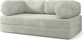 Masseno Sofa piankowa ALVIO z funkcją spania, Kanapa z pianki do salonu, Bezmontażowa, Tkanina sztruksowa – Jasnoszary TILIA 83