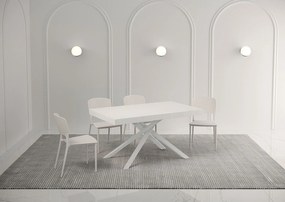 Stół rozkładany 140/244x90 cm Karida Premium frassino biała nogi białe