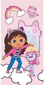 Różowy bawełniany ręcznik dziecięcy 70x140 cm Gabby´s Dollhouse – Jerry Fabrics