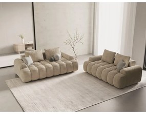 Beżowa aksamitna sofa 200 cm Linz – Cosmopolitan Design