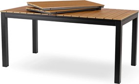 Rozkładany stół ogrodowy, kompozytowy Castello 160-260 cm, blat dąb, podstawa czarna