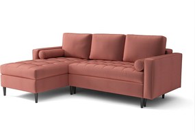 Narożnik lewy rozkładany Monza 246x172 cm z funkcją spania -różowy Monolith 63