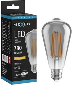 Mexen Vintis żarówka filament LED E27, ST64, 10W, Ciepła - 2200K, 780 lm, smoke - L152-E27-1022-70