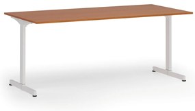 Biurko PRIMO BETA, 180x90 cm, biała podstawa, czereśnia