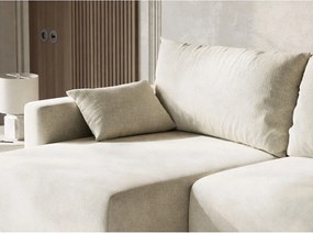 Kremowy rozkładany/ze schowkiem narożnik z tkaniny szenilowej (lewostronny/z szezlongiem) Leon – Maison de Rêve