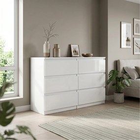 Komoda NUDO 120 cm do Salonu Sypialni 6 Szuflad Biały