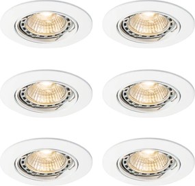 Zestaw 6 nowoczesnych, wpuszczanych reflektorów, białych, z możliwością regulacji, GU10 50mm - Edu