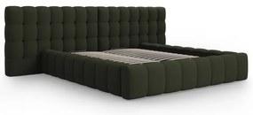 Zielone tapicerowane łóżko dwuosobowe ze schowkiem i stelażem 180x200 cm Mamaia – Micadoni Home