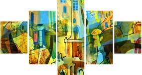 Obraz - Architektura, abstrakcja kubistyczna (125x70 cm)