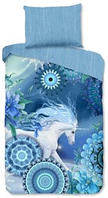 Niebieska flanelowa pościel jednoosobowa 140x200 cm Lumi – HIP