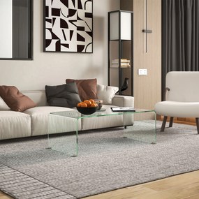 HOMCOM Stabilny stolik kawowy ze szkła, jednoczęściowy design, prosty i nowoczesny, 100 x 50 x 35 cm, Przezroczysty | Aosom PL