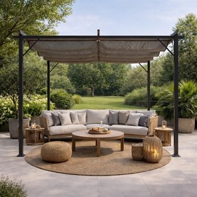 Pergola ogrodowa metalowa 3x3m z rozsuwanym dachem XT-3307, grafitowa