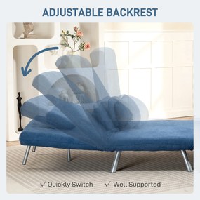 HOMCOM Fotel z funkcją łóżka, design 2-w-1, fotel do spania, łóżko dla gości, tapicerka materiałowa, z poduszką, Niebieski