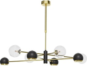 Jupiter 1973-Żyrandol na pręcie MOKA 4xGU10/10W/230V + 4xG9/10W/230V złoty/czarny/przezroczysty