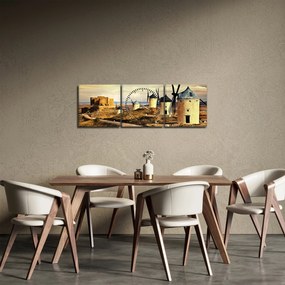 Obraz - Wiatraki (z zegarem) (90x30 cm)