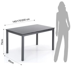 Rozkładany stół ze szklanym blatem 80x140 cm New Daily – Tomasucci