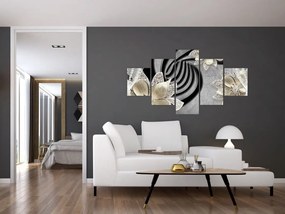 Obraz - 3D złote kwiaty (125x70 cm)
