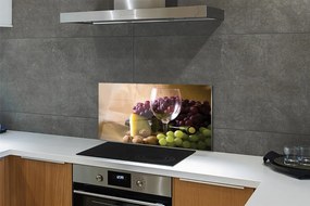 Szklany Panel Pusty Kieliszek i Winogrona