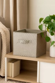 Organizer Tekstylny Wzór Zygzak Pudełko kosz 25x25x25 cm do Szafy Garderoby