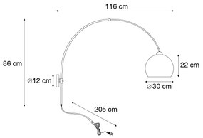 Inteligentna lampa ścienna łukowa stalowa z białym kloszem w komplecie z Wifi A60 - Bow Nowoczesny Oswietlenie wewnetrzne