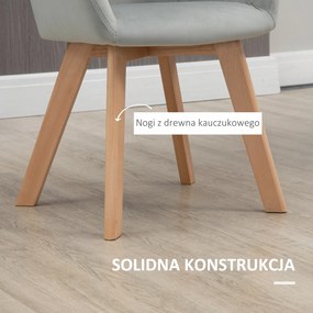 HOMCOM Zestaw 2 krzeseł do jadalni tapicerowanych aksamitnych z drewnianymi nogami szare | Aosom PL
