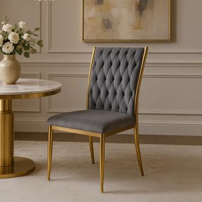 Krzesło Tapicerowane Plecione do Salonu DAN Szare Welurowe Nowoczesne Glamour