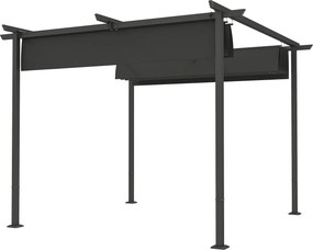 Outsunny Pergola Ogrodowa 3 x 3 m z Regulowanym Dachem, Konstrukcja Metalowa, Ochrona UPF30+, Zadaszenie na Taras, Ciemnoszary