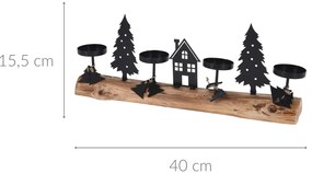 Świecznik na 4 tealighty ze scenką zimową