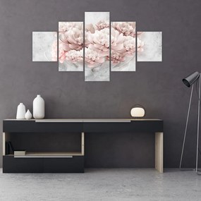 Obraz - Różowe kwiaty na ścianie (125x70 cm)