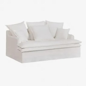 Sofa Z Lnu I Bawełny Lounge Grace Tkaniny Distressed White - Sklum