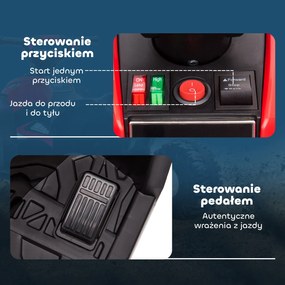HOMCOM Elektryczny Quad dla Dzieci, Światła LED, Odtwarzacz MP3, Amortyzatory, Ergonomiczne Siedzenie, Czerwony+Czarny