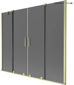 Mexen Velar Duo parawan nawannowy 2-skrzydłowy rozsuwany 170 x 150 cm, grafit, złoty szczotkowany - 896-170-000-42-55