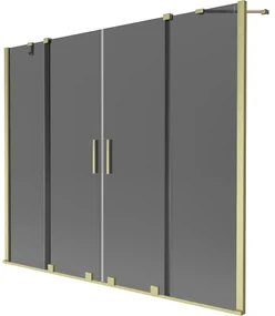 Mexen Velar Duo parawan nawannowy 2-skrzydłowy rozsuwany 170 x 150 cm, grafit, złoty szczotkowany - 896-170-000-42-55