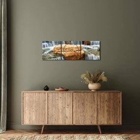 Obraz wodospadu (z zegarem) (90x30 cm)