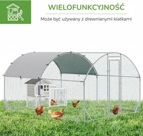 PawHut Wybieg dla małych zwierząt, outdoorowy wybieg dla kur, królików, kaczek, stabilna konstrukcja, stal i tkanina Oxford