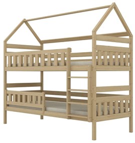Łóżko piętrowe domek FELIKS 180x80 sosna lakierowana drewniane z szufladami KOCOT KIDS