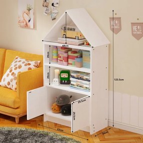 Regał Dziecięcy Domek Biały 63 cm – Półka na Zabawki i Książki