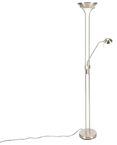 Candeeiro de pé em aço com candeeiro de leitura incluindo LED regulável em Kelvin - Diva