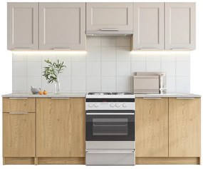 Nowoczesne meble kuchenne 240 cm dąb cremona + kaszmir  P7-E79