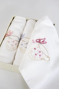 Ręczniki kuchenne TEA CUPS, 3 szt Biały Zestaw (3szt., 40x60 cm)