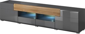 Szafka RTV stojąca IBIZA 208 cm do Salonu pod Telewizor 4 Szuflady - Antracyt