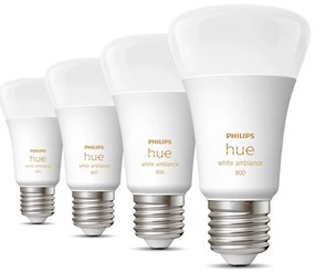 Inteligentne żarówki LED z gwintem E27, 9 W zestaw 4 szt. White ambiance – Philips Hue