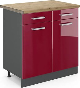 Szafka dolna do kuchni czerwony połysk 80x60x81.6 r-line
