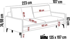 Sofa kanapa GLOSSY z funkcją spania i pojemnikiem