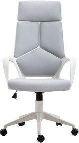 HOMCOM Ergonomiczne krzesło biurowe, tkanina siatkowa, regulacja wysokości, obrotowe, jezdne krzesło biurkowe, Szary+Biały