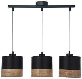 Czarna lampa wisząca z tekstylnym kloszem ø 15 cm Porto – Candellux Lighting